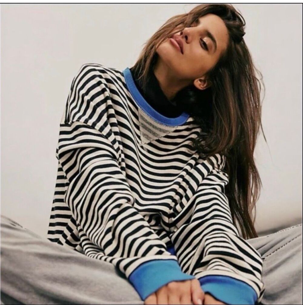 We The Free by Free People Classic Striped Oversized Crewneck NWOT